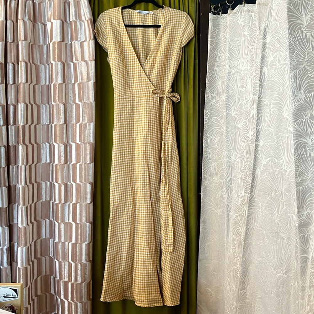 & Other Stories Yellow Checkered Maxi Dress